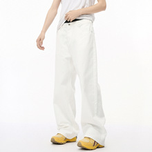 MTLCLOTHES男装|2024秋款新品 韩版简约松紧腰直筒休闲牛仔长裤潮