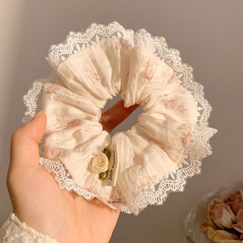 韓国風文学風中空花刺繍ヘアゴム女性用ハイエンドチェリーヘアロープ2025新スタイル|undefined