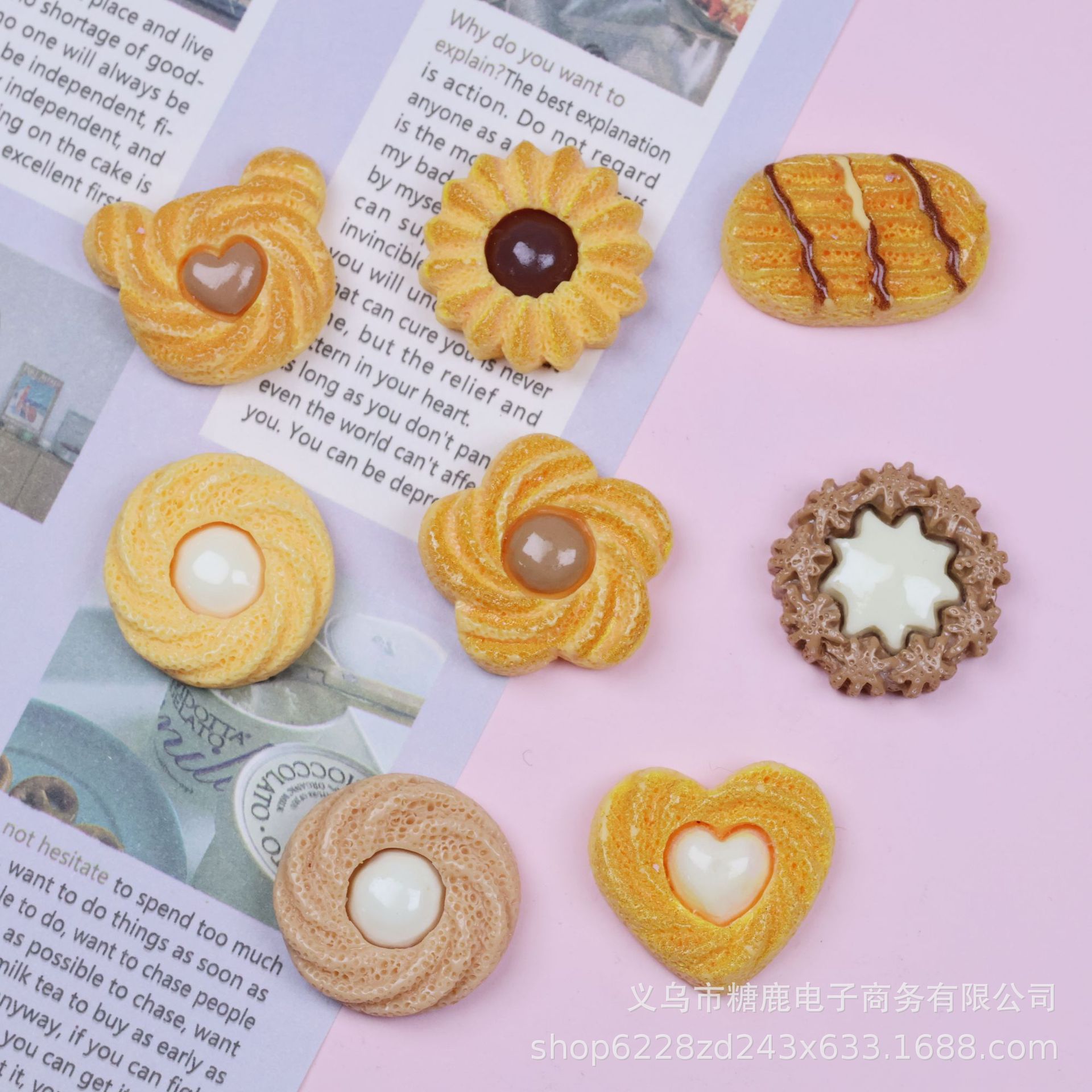仿真桃酥饼干食玩树脂配件diy奶油胶冰箱贴洞洞鞋发饰发夹钥匙扣