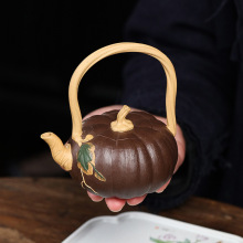 宜兴原矿红茶紫泥段泥紫砂茶壶仿生小品提梁南瓜壶绿茶居家茶具