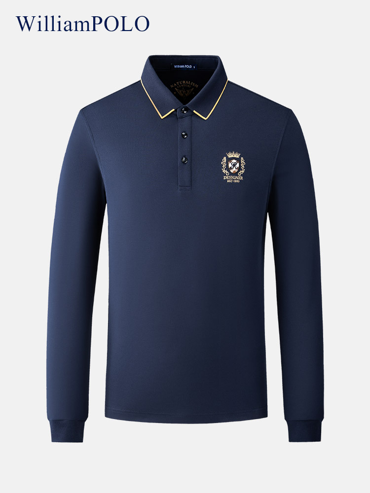 Emperor Paul long-sleeved polo shirt men's dad autumn clothes men's middle-aged business casual lapel bottoming shirt inner wear