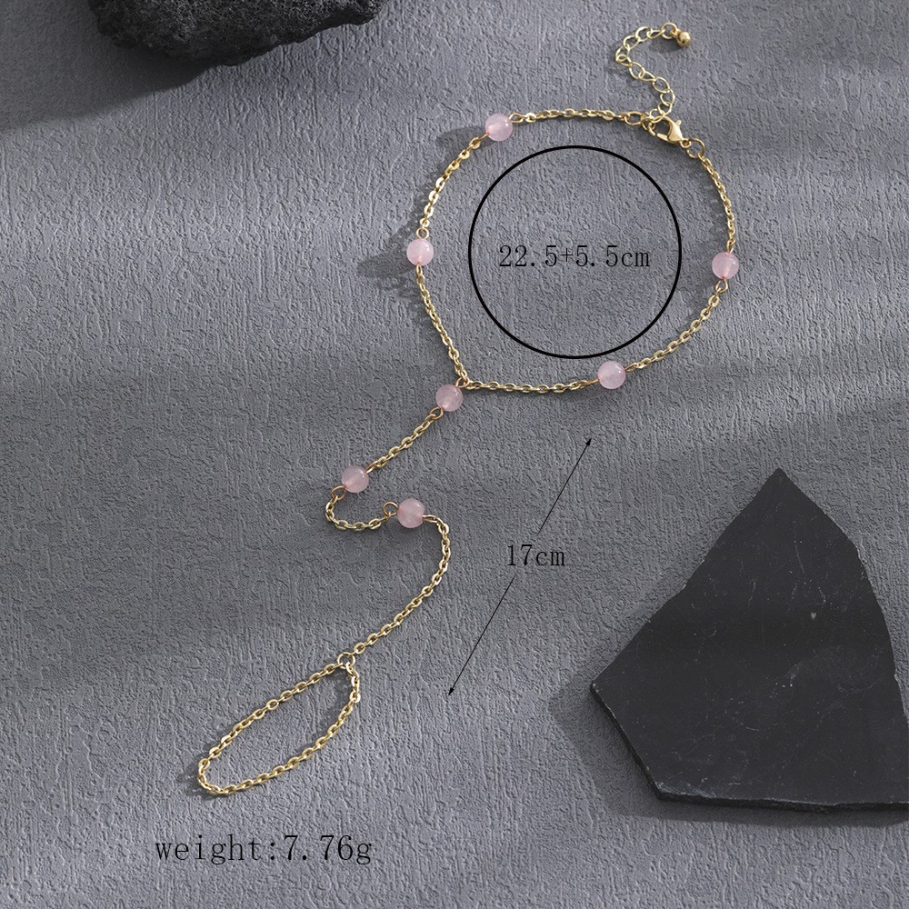 Vacation Heart Shape Arylic Alloy Plating natural stone Anklet