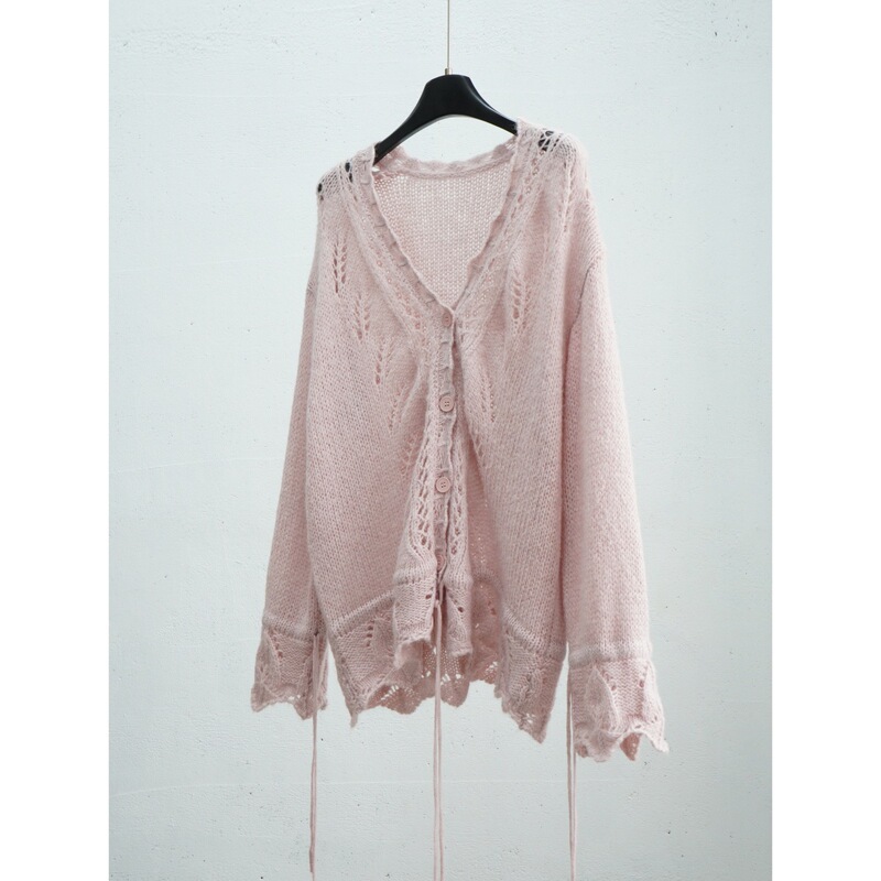 Loose V-Neck Top Jacket with Artistic Vibe, Camel Wool Blend, Hollow Crochet, Drawstring Cardigan, Gentle Style for Women