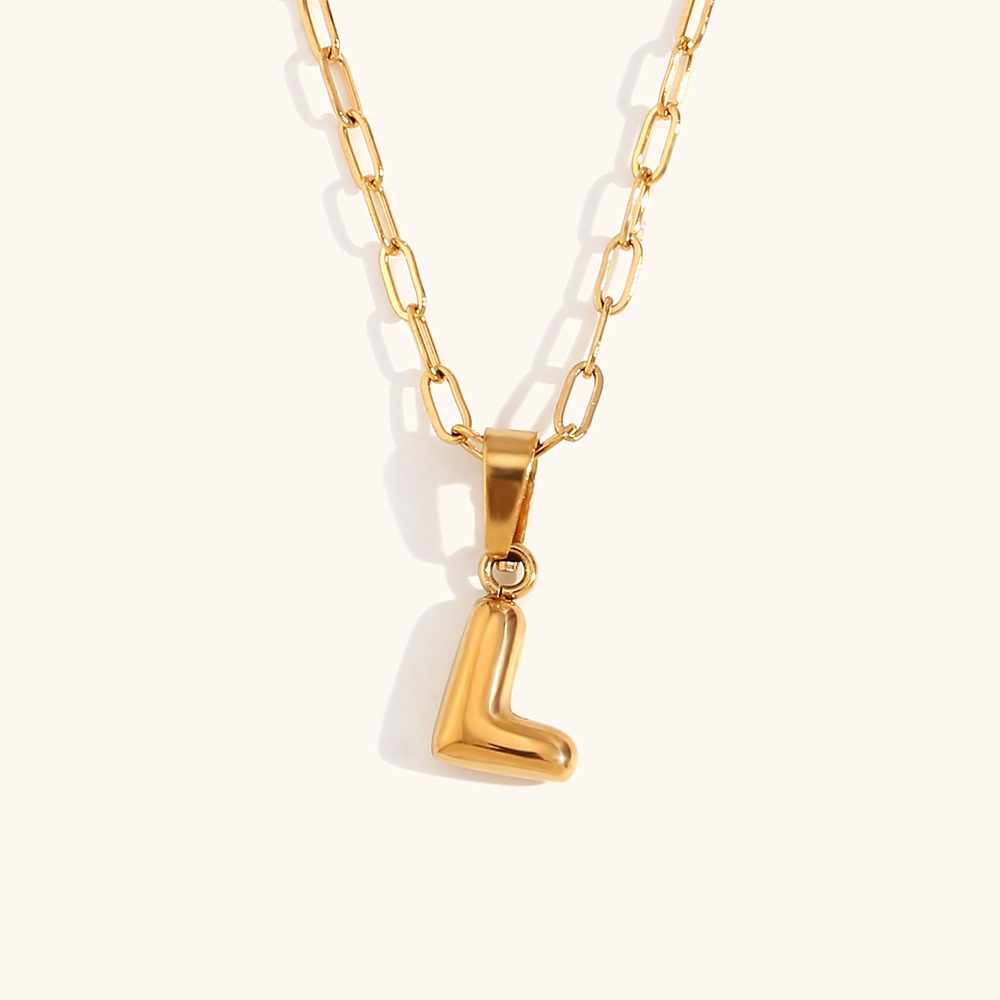Paperclip Chain Chain Type PVD Coated Real Gold Plated Letter Stainless Steel Titanium Steel Simple Style Commute Waterproof Non Tarnish Stainless Steel Pendant Necklace