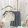 Ethnic summer children's set, retro summer clothing girl's with tassels, ethnic style, children's clothing, lifting effect