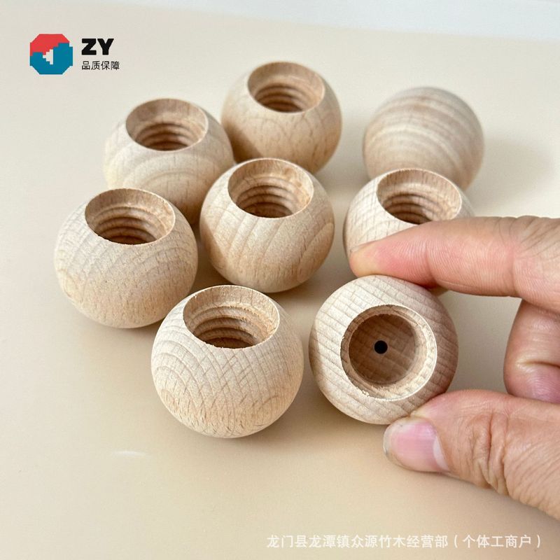 メーカー卸売無垢材ボール内穴ネジ木製蓋ブナボールアロマセラピー香水ボトル木製ボトルキャップラウンド|undefined