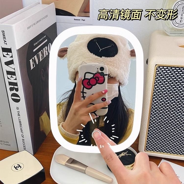 LED con lámpara espejo de maquillaje con base espejo de escritorio unilateral espejo de dormitorio de estudiantes espejo especial espejo de maquillaje con luz