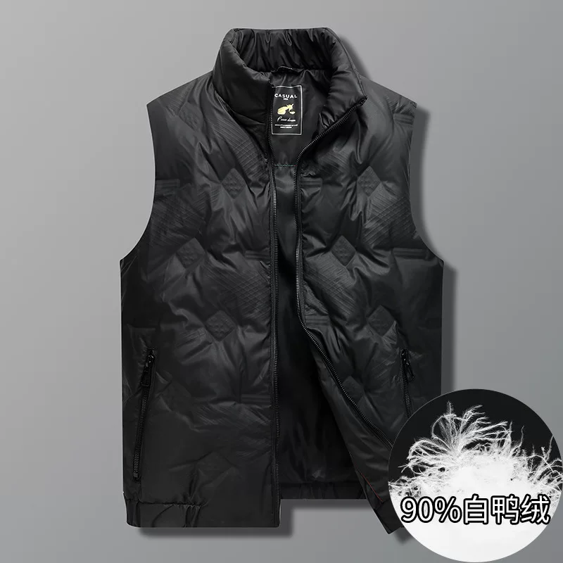 Demi-season velvet keep warm vest for leisure with down, duck down, plus size, feather stuffing