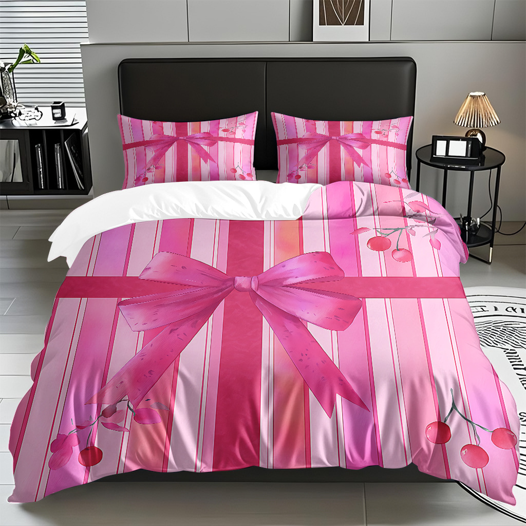 Ins Wind Pink Bow Digital Printed Colchón Set Pillow Cover Comercio electrónico transfronterizo preferido para adaptarse al modo JIT