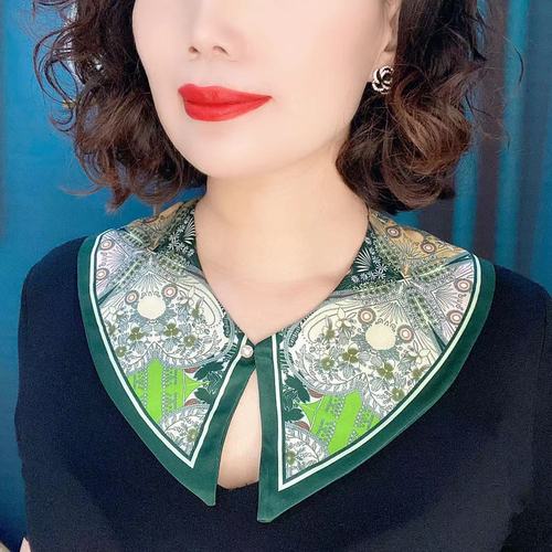 Fashionable and Versatile Satin Collar with Pearl Buttons, Double-layer Collar for Summer Sun Protection, Decorative Neck Scarf, Factory Direct Shipping