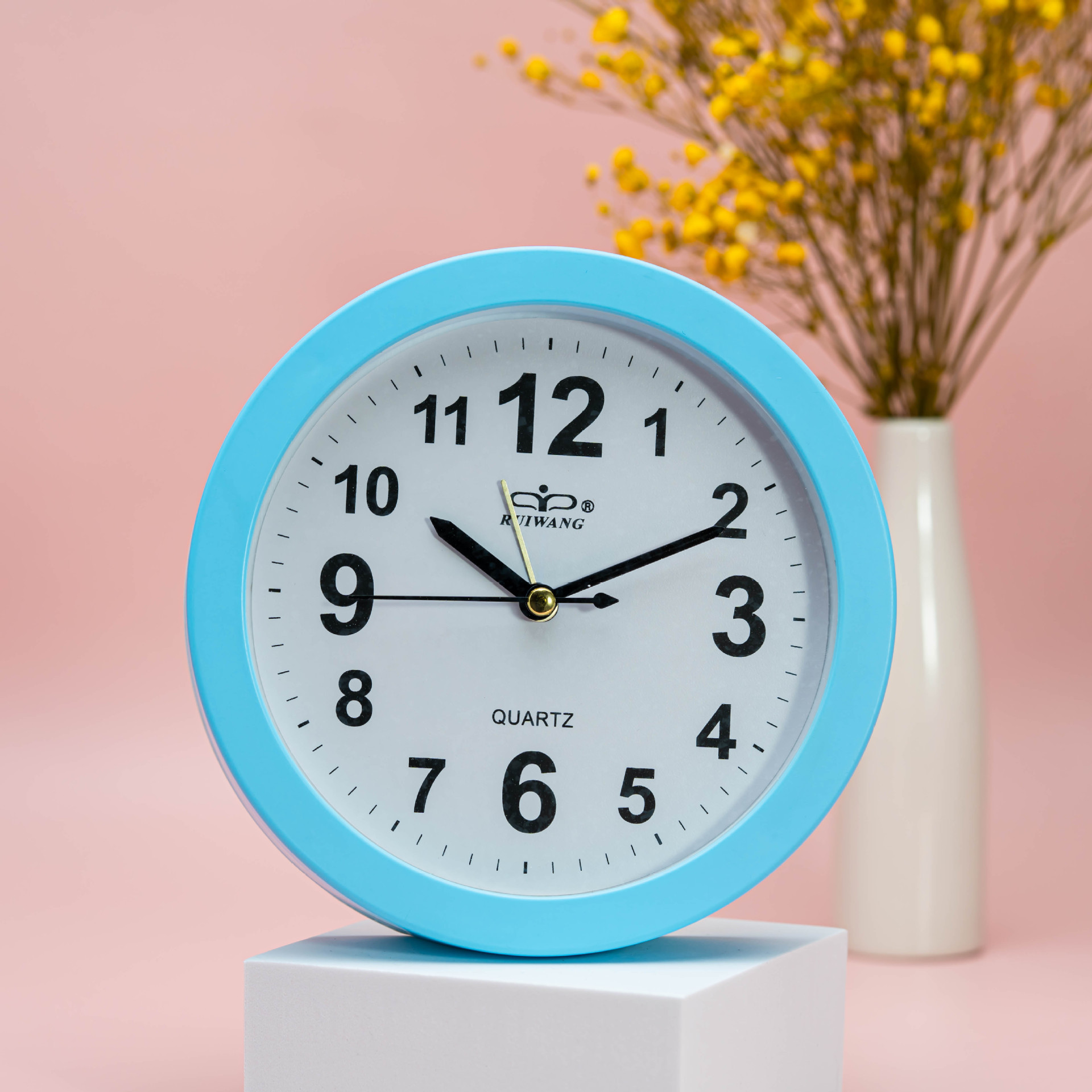 Directo de fábrica de moda simple de plástico redondo pequeño reloj de alarma dormitorio mudo alarma electrónica reloj digital