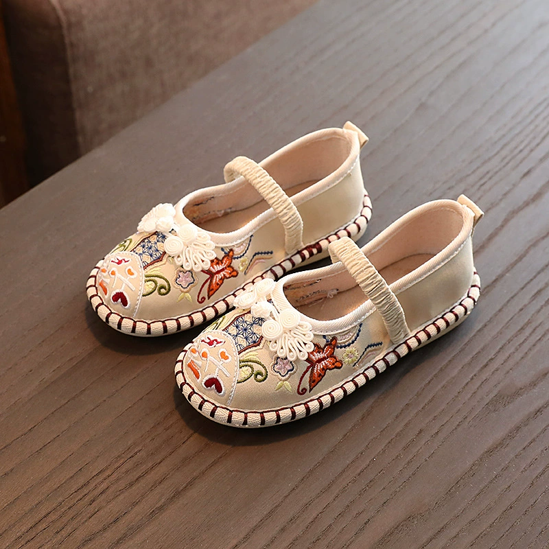 Обувь Hanfu детская обувь с вышивкой для девочек старинный костюм Обувь Han Принцесса в китайском стиле многослойная подошва старая Пекинская Тканевая обувь ручной работы