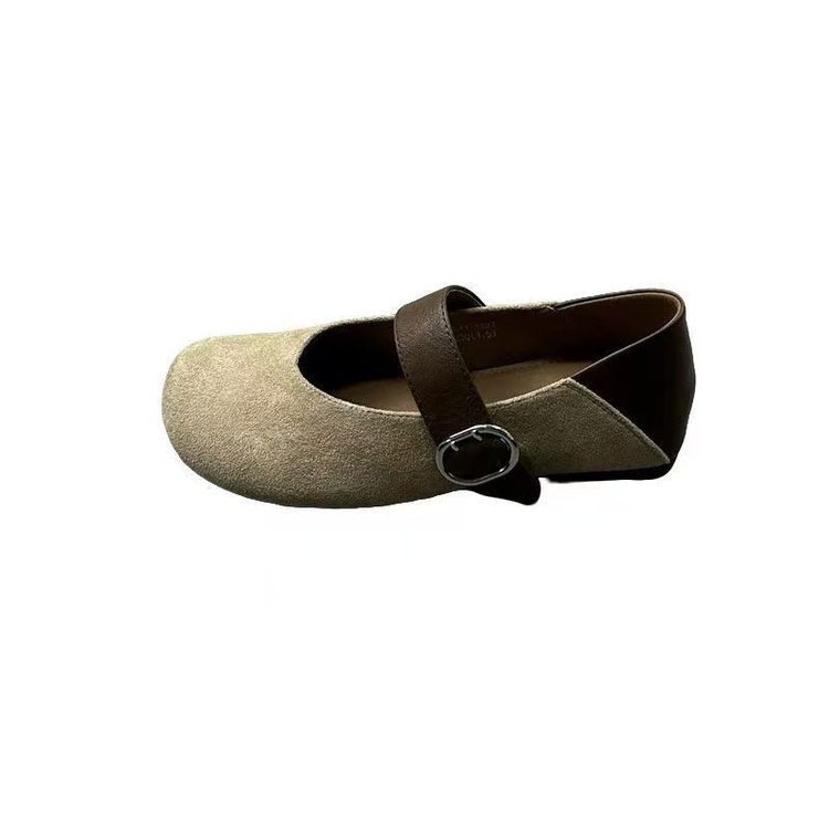 Retro leopardo Bockens zapatos de cabeza de mango simple botón de mujer zapatos de ballet de otoño