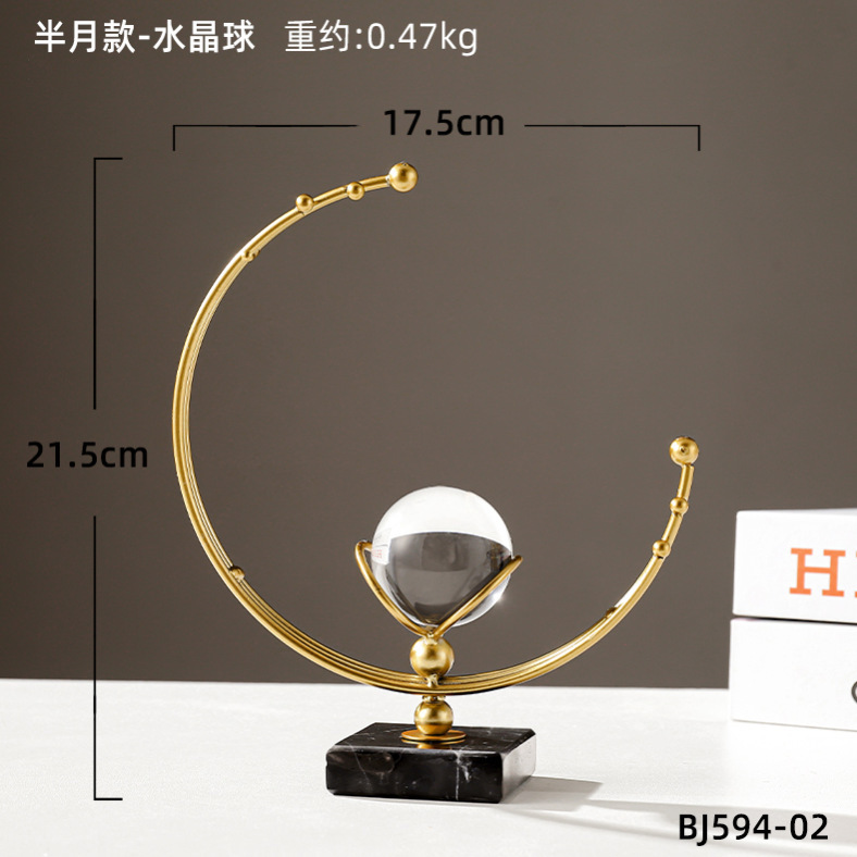 Líneas creativas de metal cristal bola decoración de nicho de alta calidad sala de estar dormitorio oficina decoración de escritorio