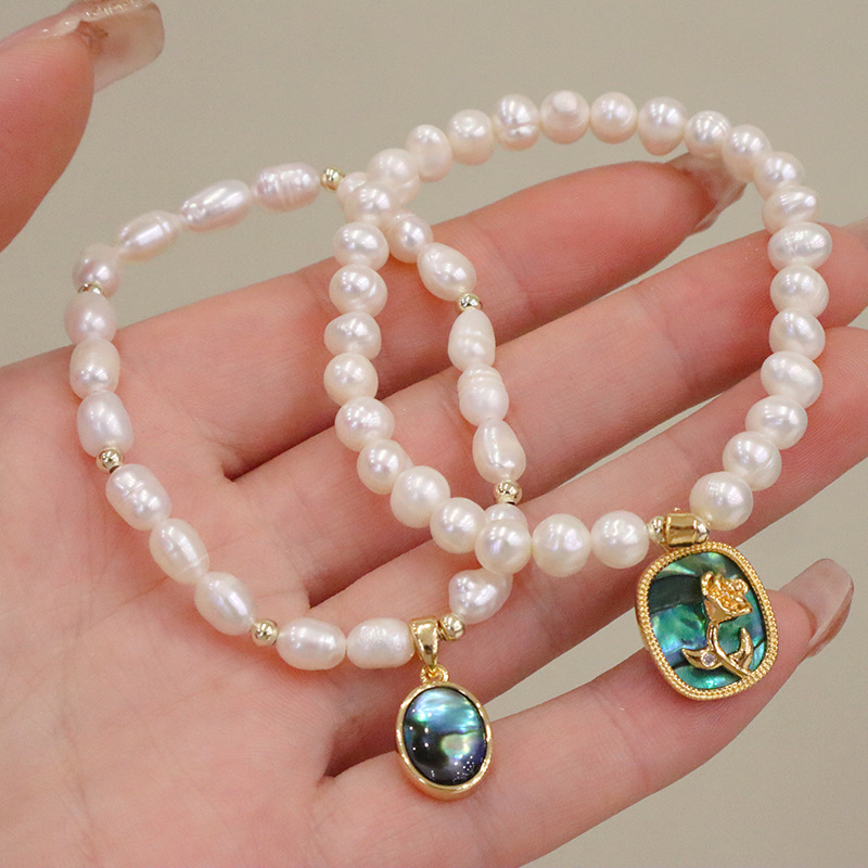 Wholesale Simple Style Oval Rose Freshwater Pearl Shell Bracelets display picture 2