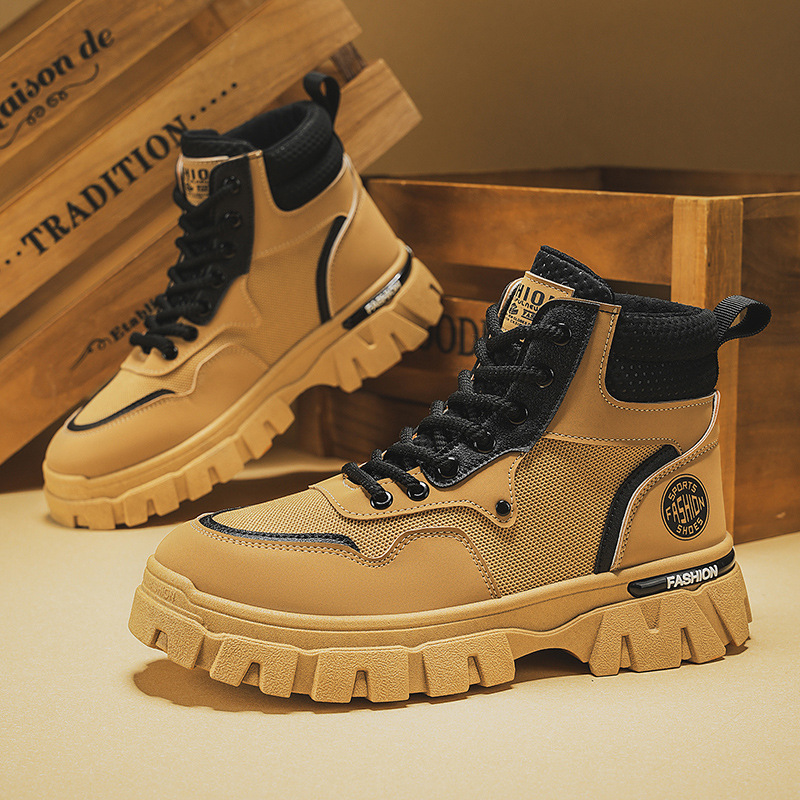 Botas Martin de Trabajo para Hombre de Cuero PU y Suela de Caucho Antideslizantes