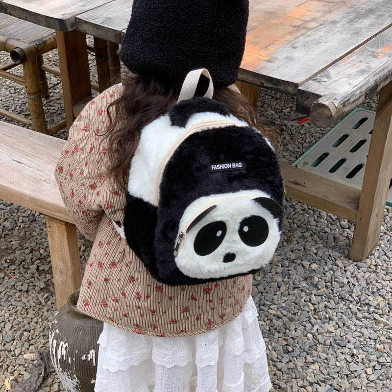 2025 nueva mochila infantil de peluche jardín de infantes caricatura lindo panda pequeña mochila mini mochila bebé