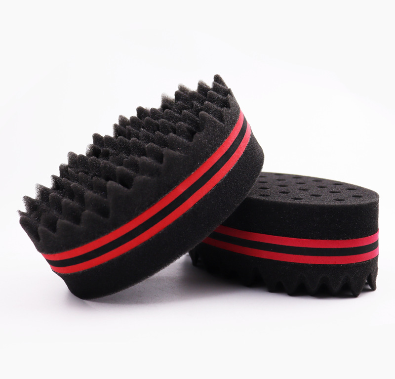 Factory wholesale eva hole perm sponge wave double-sided brush Black Dirty braid modeling brush hair sponge brush