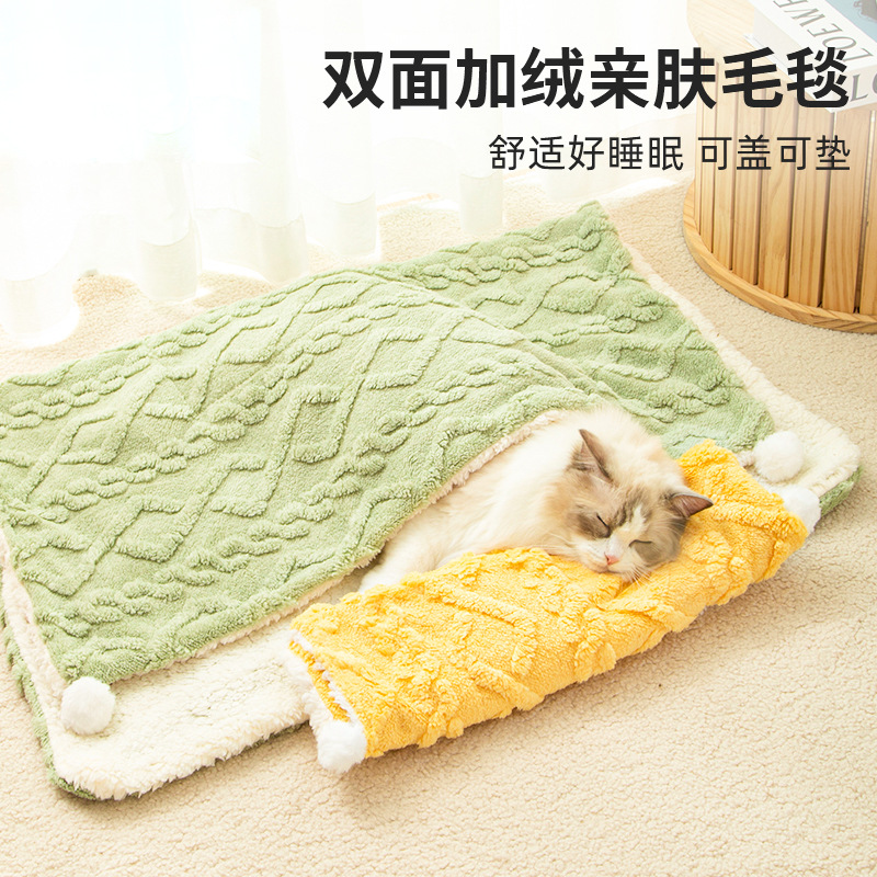 애완 동물 담요 고양이 담요 사계절 잠자는 고양이 둥지 고양이 패드 개 매트 겨울 따뜻한을위한 유니버설 슬리핑 패드 코튼 패드