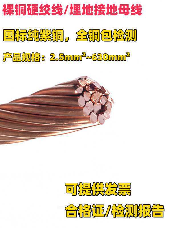 硬绞线TJ25 35 50 70 95 120 150埋地裸防雷接地母线无皮紫