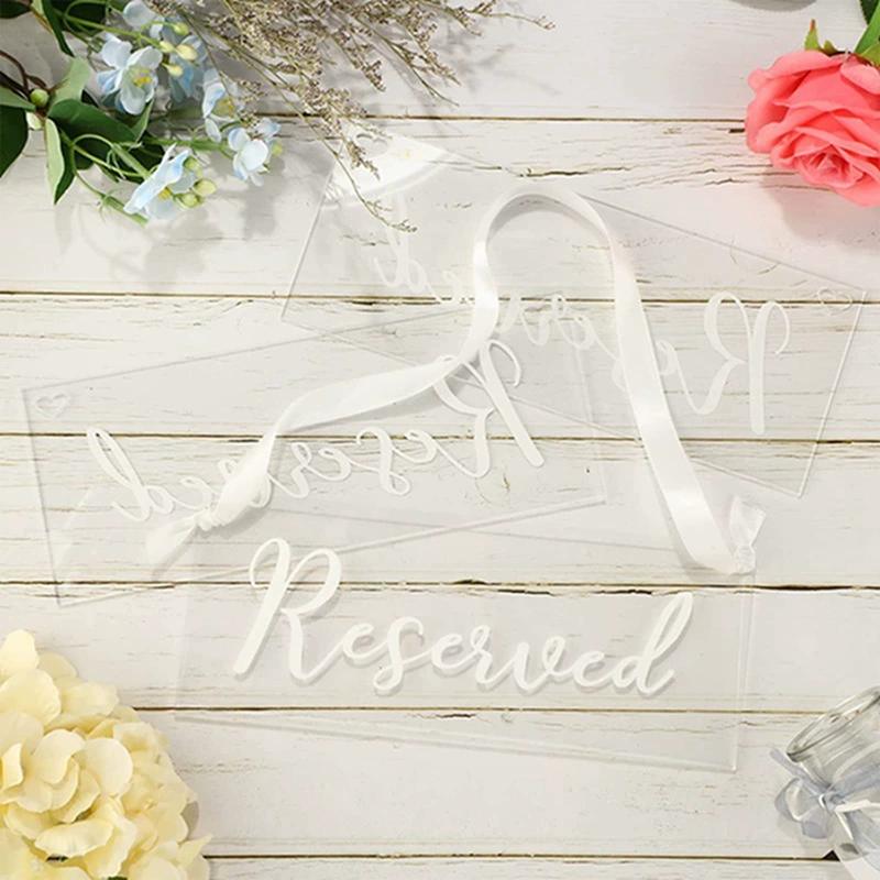 6 pieces wedding reserved chair sign acrylic wedding chair sign restaurant reserved seating sign