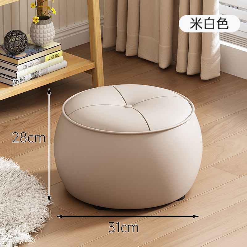 일광 화이트 - 극세사 가죽 - 원형 스툴