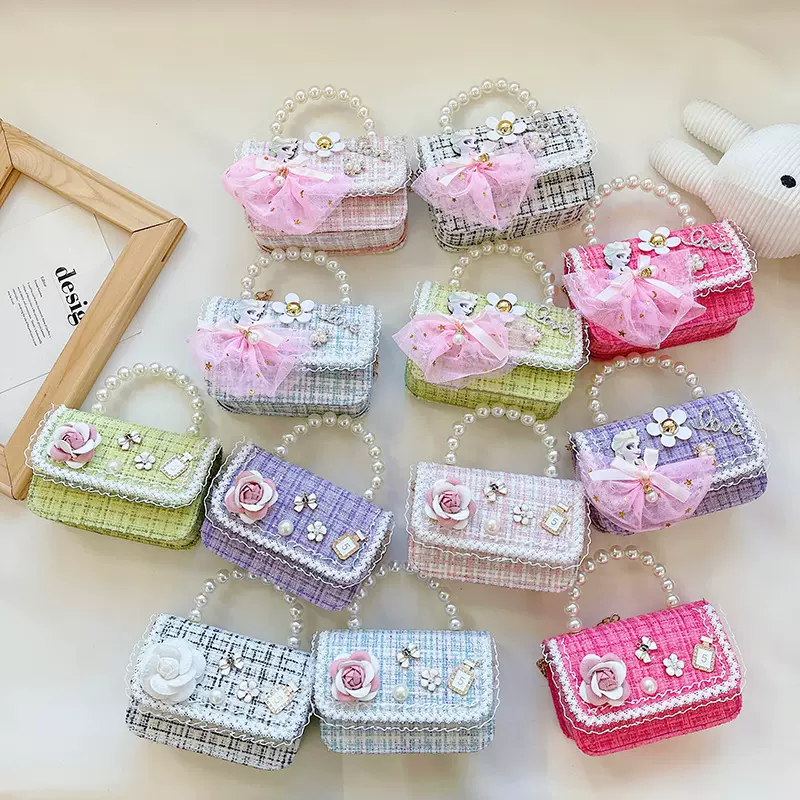 2022秋冬新款韩版儿童包包批发斜挎包女童珍珠手提包小女孩单肩包