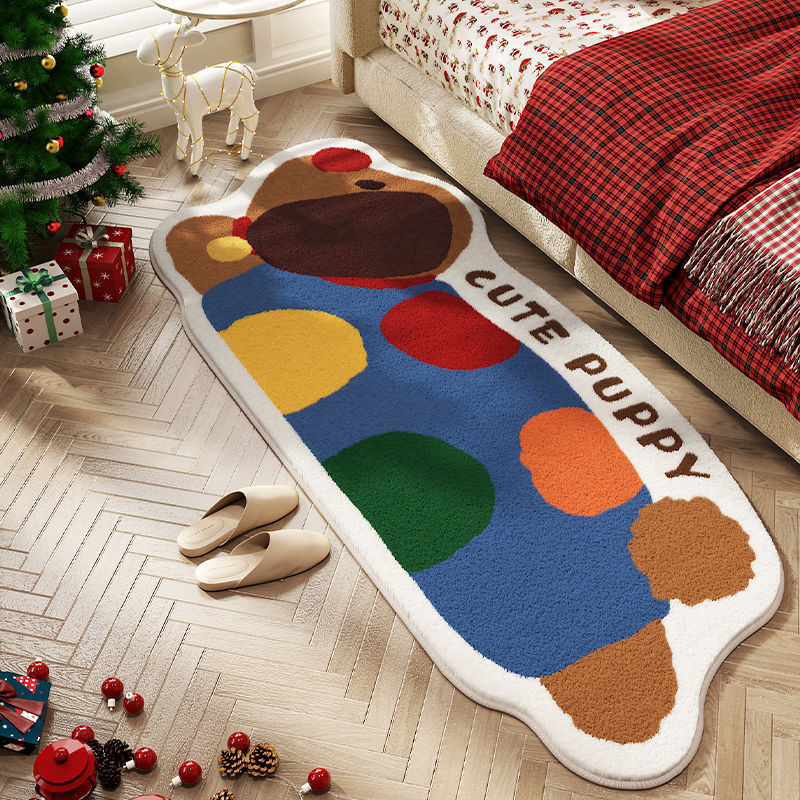 Cute running sausage dog cashmere-like home decorative carpet living room bedroom children's bed climbing blanket game mat
