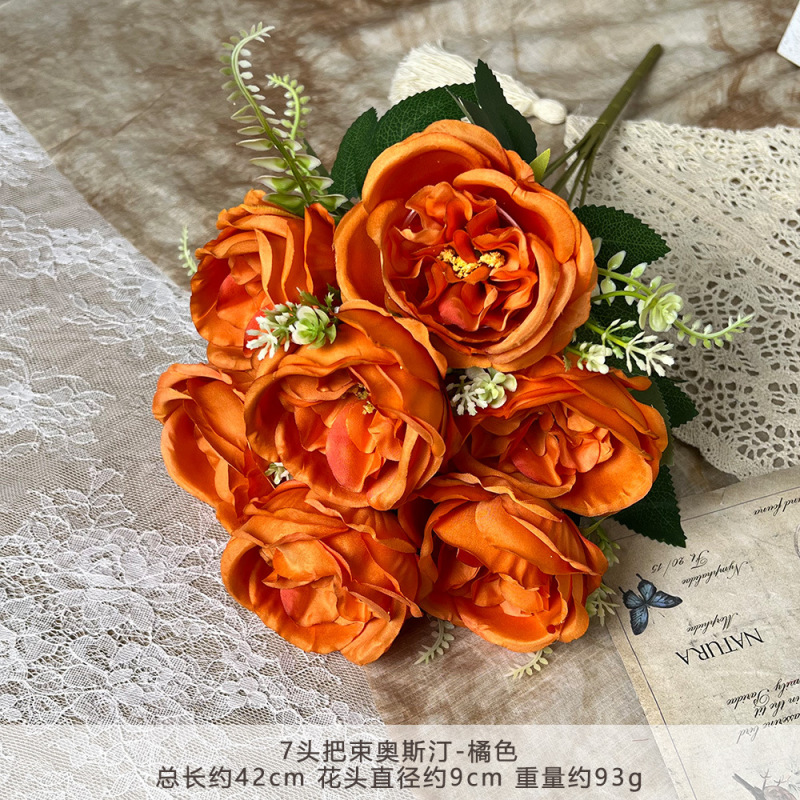 7頭のオースティン造花、シミュレーションブーケ、ウェディングフラワー、人工シルクフラワー、結婚式の景観装飾、地面の配置|undefined