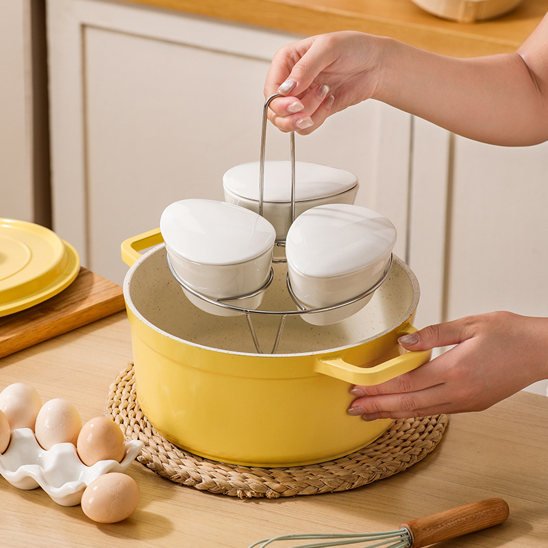 陶器扇形蒸し箱、蓋付き蒸し卵ボウル、1ポット3蒸し器、炊飯器専用ボウル、蒸しボウル、蒸しご飯、蒸し野菜、肉|undefined