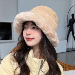 毛绒帽子女秋冬纯色加厚保暖护耳堆堆帽女宽松甜美包头帽显脸小
