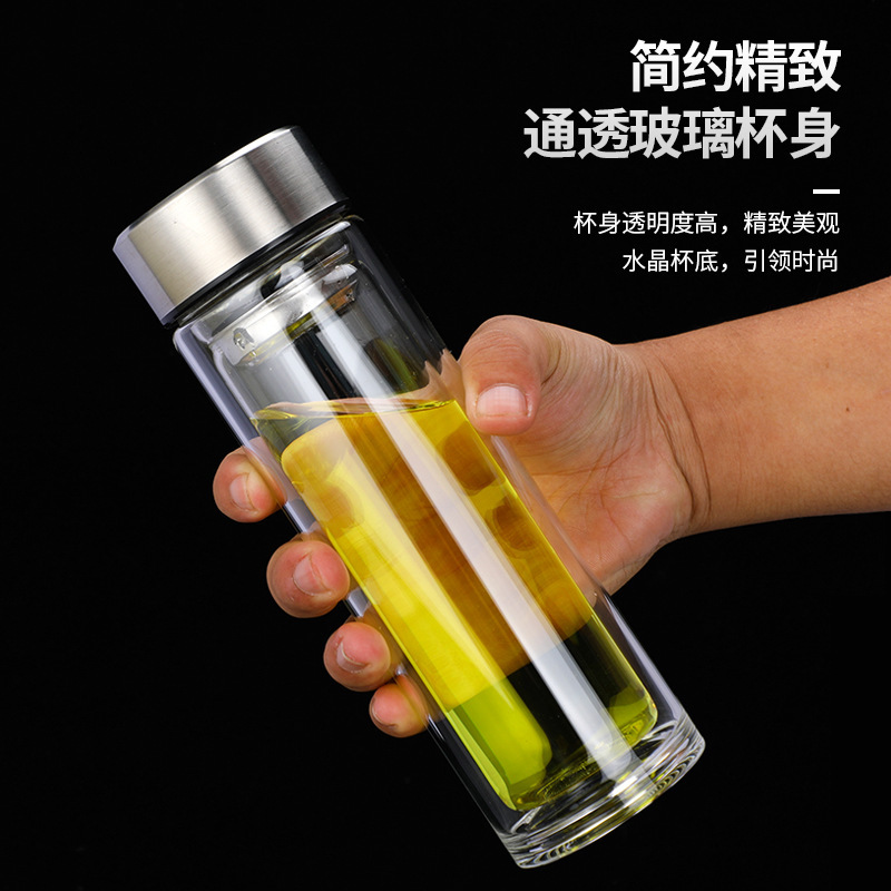 商务车载双层高硼硅耐高温隔热商务玻璃杯礼品水杯印LOGO|undefined