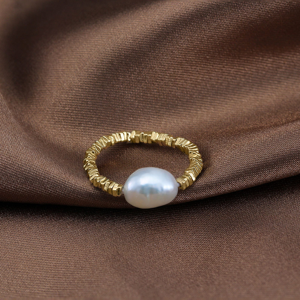 Electroplating Gold Plating Process 14K Gold Plated Plating Material 925 Sterling Silver Freshwater Pearl Solid Color Rings
