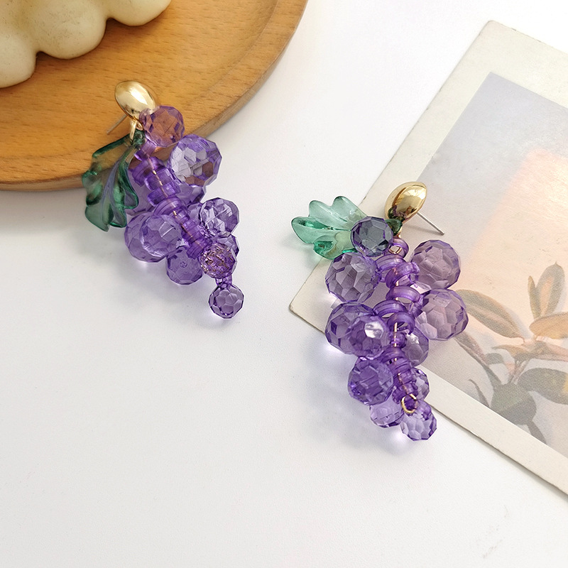 Sweet Fruit Grape Alloy Beaded Women's Drop Earrings 1 Pair display picture 2