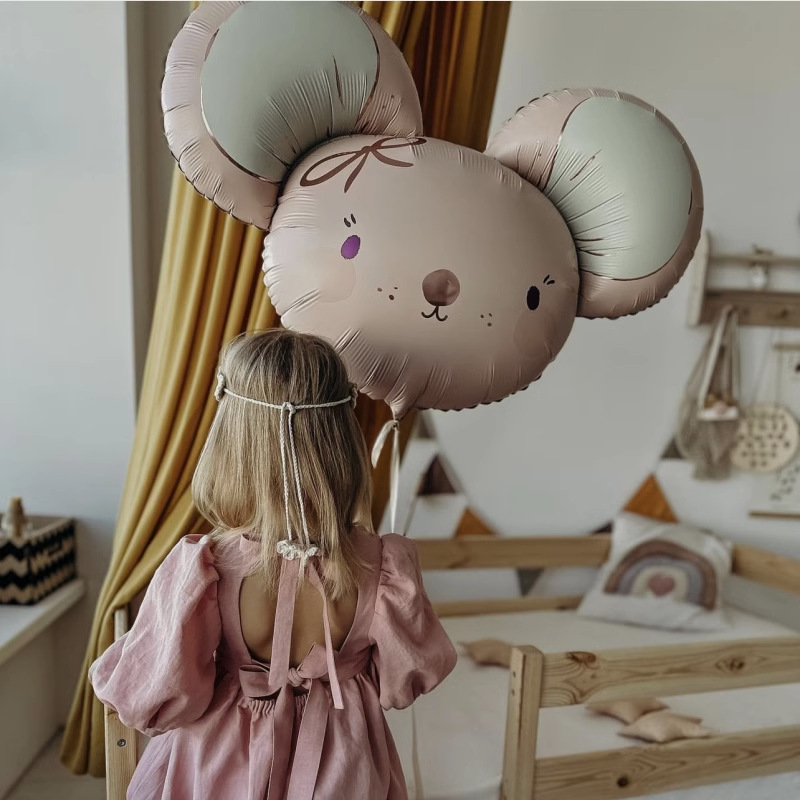 新款大号可爱月亮小熊气球粉红鼠飘空铝膜气球儿童生日装饰铝箔球