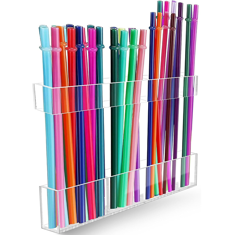 Amazon's Popular Acrylic Straw Holder, Height-Adjustable Tableware Storage Box, Cabinet Wall-Mounted Storage Rack