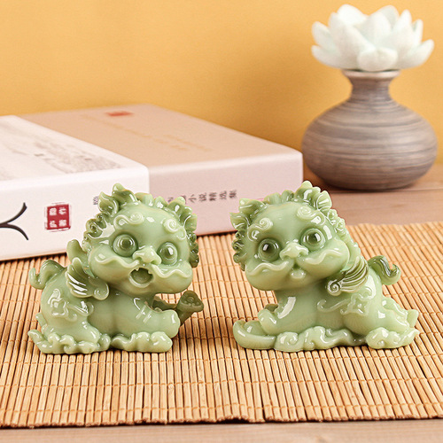 Cute imitation jade resin crafts ornaments Nafu Pixiu gifts creative home decorations car ornaments