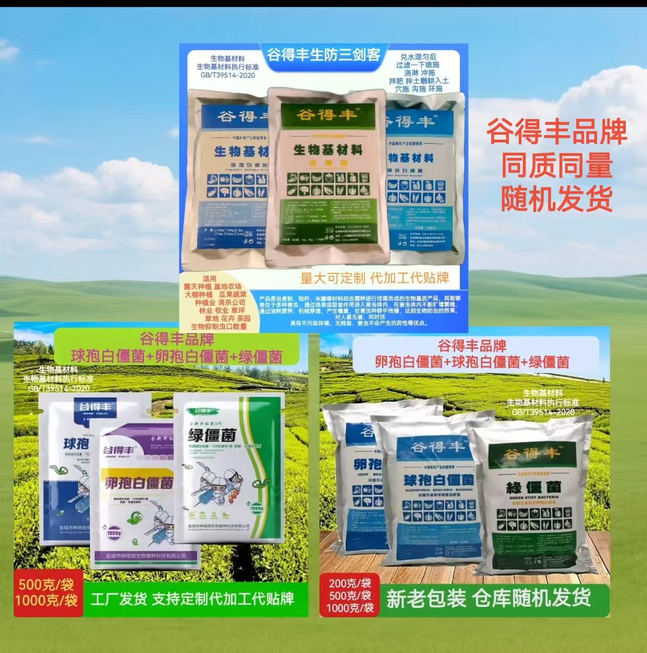 谷得丰球孢白僵菌 绿僵菌大棚果树果蔬种植农用林业生物基质产品