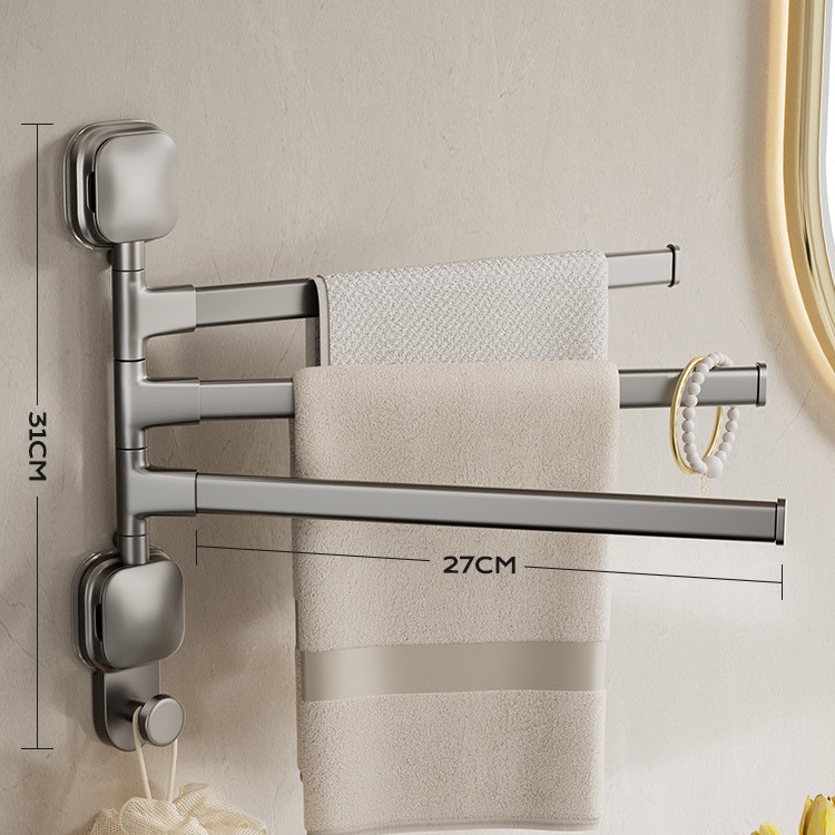 Toallero Giratorio Multibarra con Ventosa de Aleación de Aluminio para Baño image 7