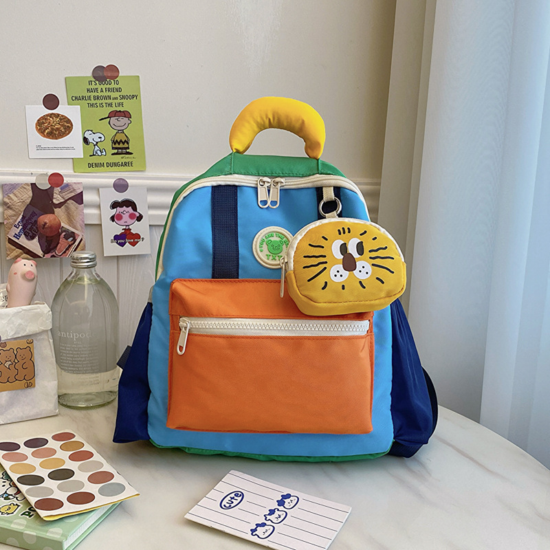 Mochila de jardín de infantes coreana, mochila pequeña para niños y niñas, 3-6 años, 9 mochilas para bebés, mochila de color de contraste de dopamina