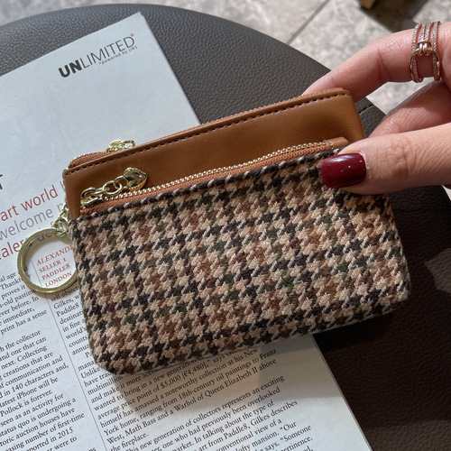 Canvas small wallet women's ultra-thin coin coin purse zipper compact mini new 2024 fashion trend