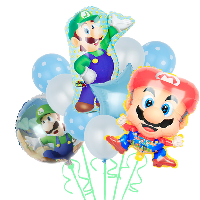 Transfronterizo Mario modelado de globos de aluminio Mario tema juego de cumpleaños diseño de juguete decoración del partido papel de aluminio