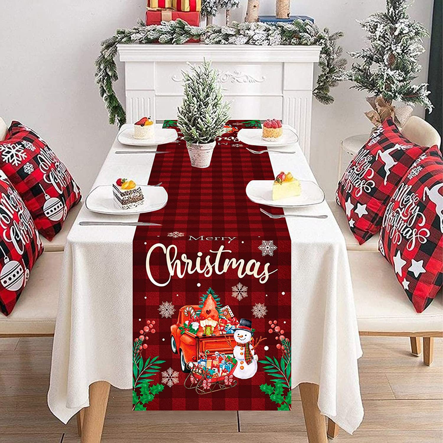 100g Weight Table Runner Event & Party Supplies Polyester Material Christmas Festival Christmas Tree, Santa Claus, Snowman Pattern Simple Style Style Christmas Simple Style Christmas Tree Santa Claus Snowman Polyester Table Runner 3