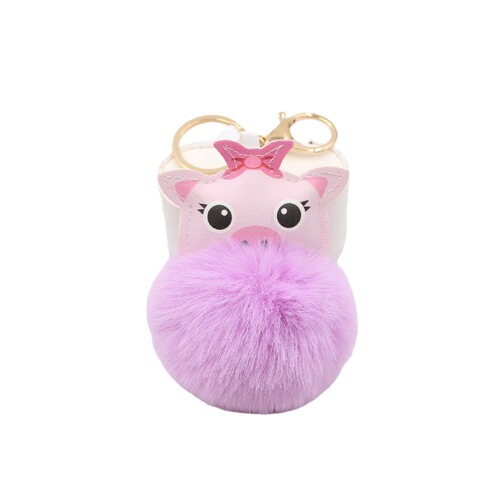 Cross-border cute pig hair ball keychain European and American Amazon pig plush bag accessories pendant gift