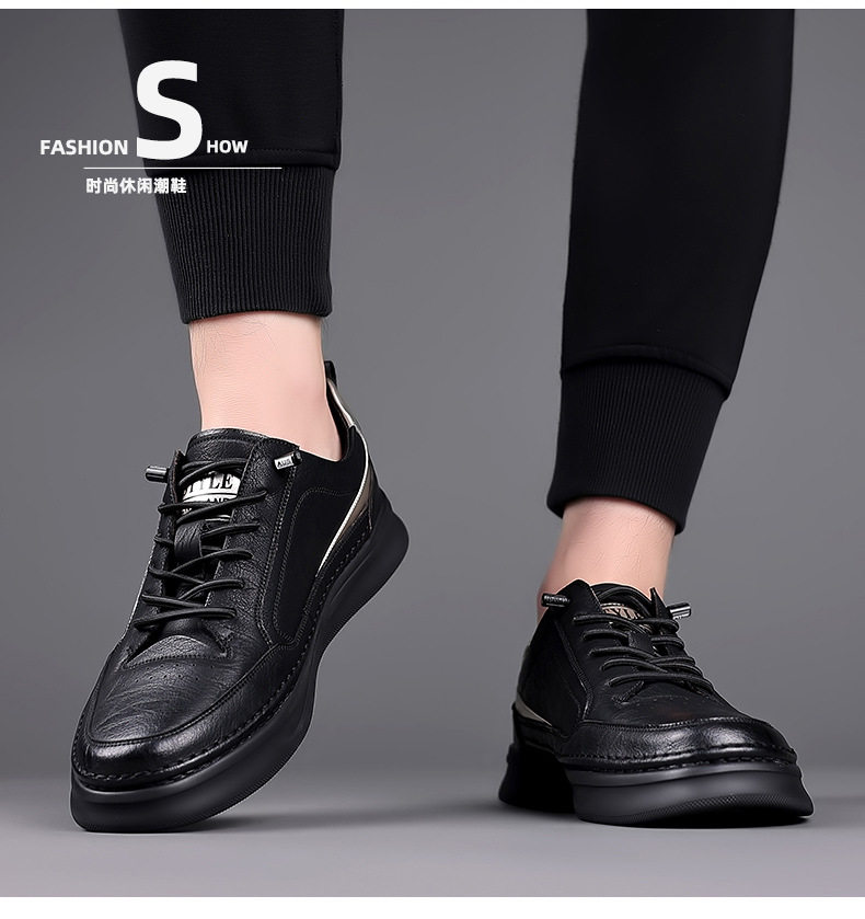 Giày sneaker nam da bò thật đế dày, giày thể thao đa năng phối đồ hợp xu hướng — PZ6018 màu trắng, PZ6018 màu đen chi tiết 16