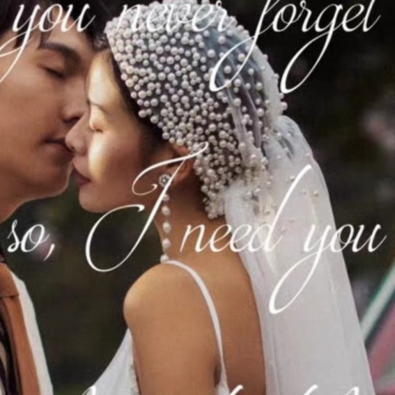 Mid-Length Forest Style Bridal Veil with Pearl Embellishments