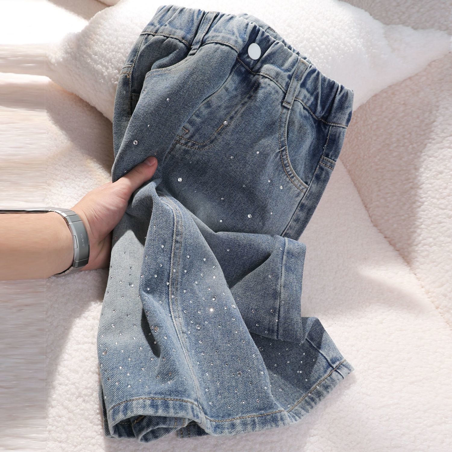 Falda de niños denim suave falda media larga falda de mitad coreana tecnología de lavado de agua retro 2025 otoño invierno nuevo