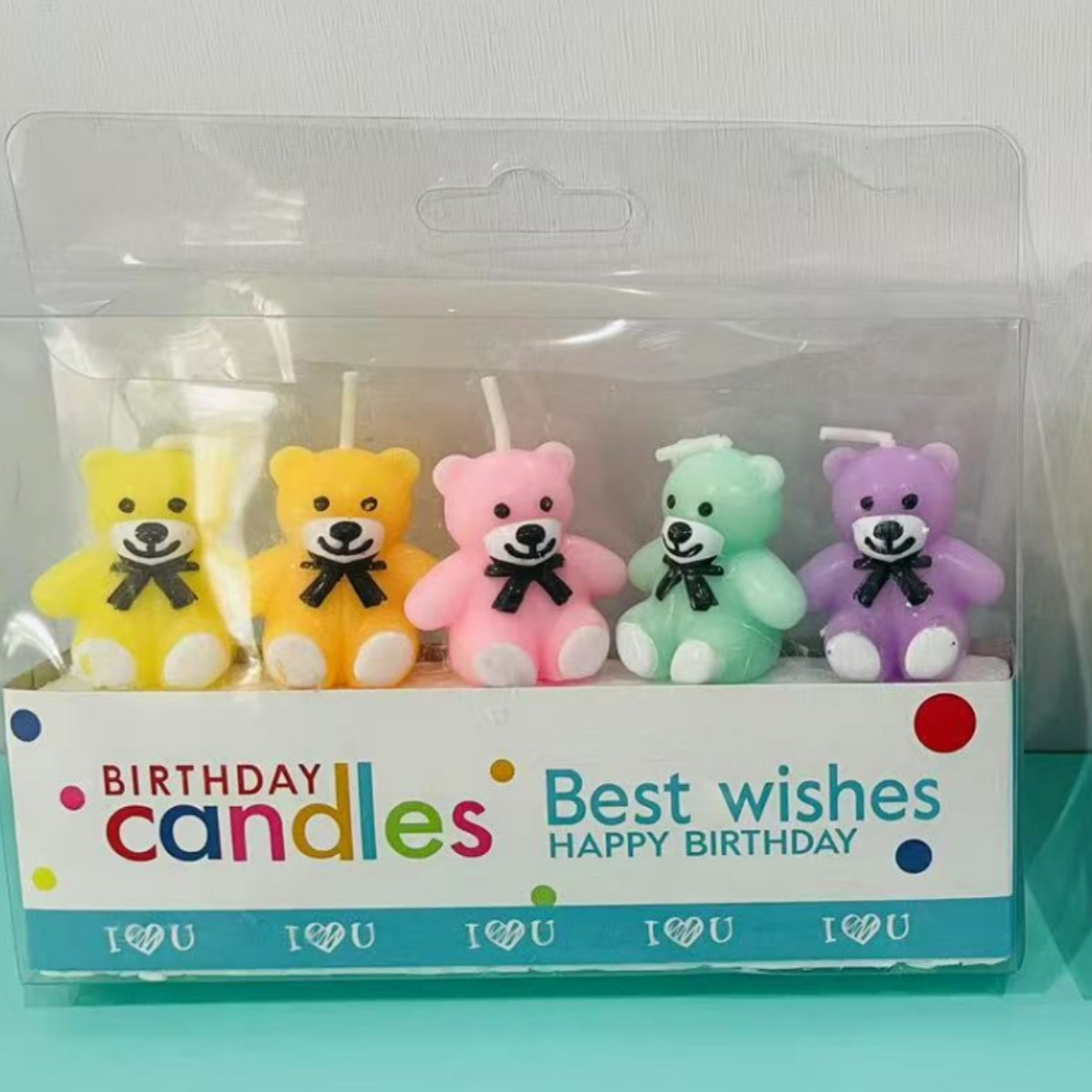 Casi osos vela fiesta de cumpleaños para niños pastel decoración vela dibujos animados abrazar osos vela de cumpleaños colorida al por mayor