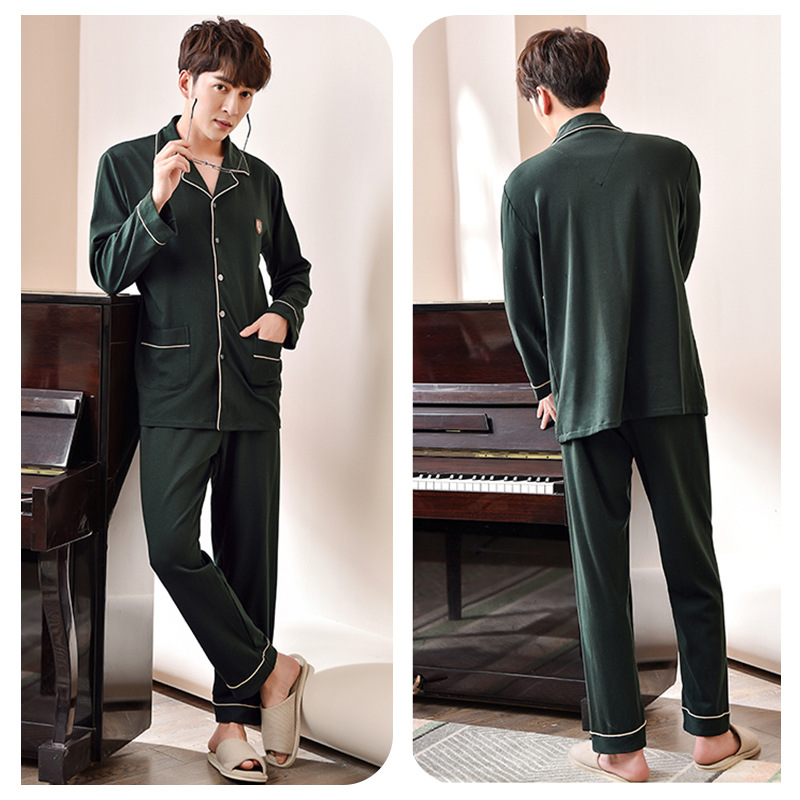 Pijamas de los hombres de primavera y otoño 100% algodón manga larga más tamaño desgaste del hogar Otoño e Invierno traje de algodón fino