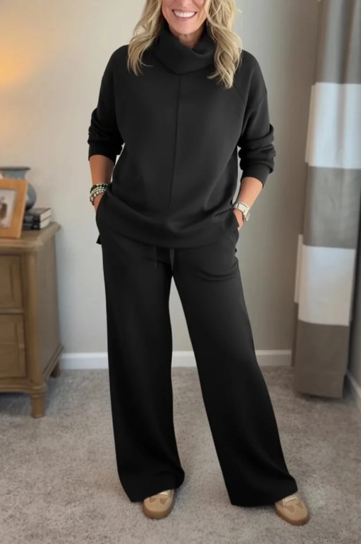 Women's High Neck Sweatshirt Solid Colour Casual Elegant Autumn Top_voghion.com